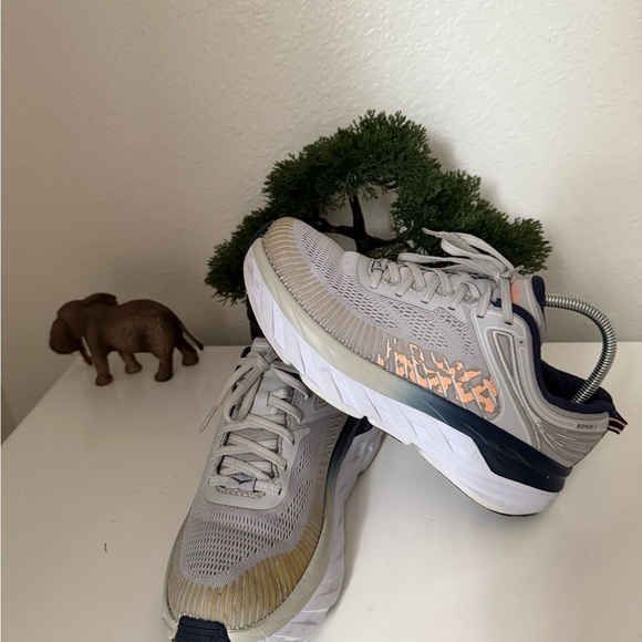 Hoka Women's Athletic Shoes in Gray and Orange - Picture 2 of 5